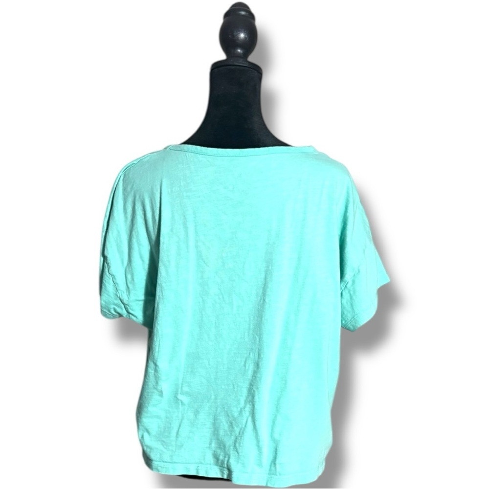 J. Crew Vibrant Light Teal Boxy Cropped Cotton Simple Short Sleeve Tee - Picture 5 of 16